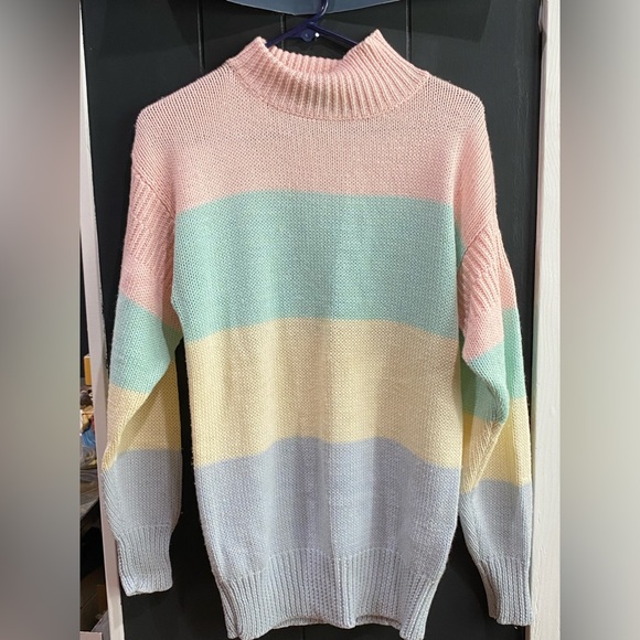 Vtg Wool Blend by Memphis Jones ‘Striped Pastels’ - Picture 2 of 13